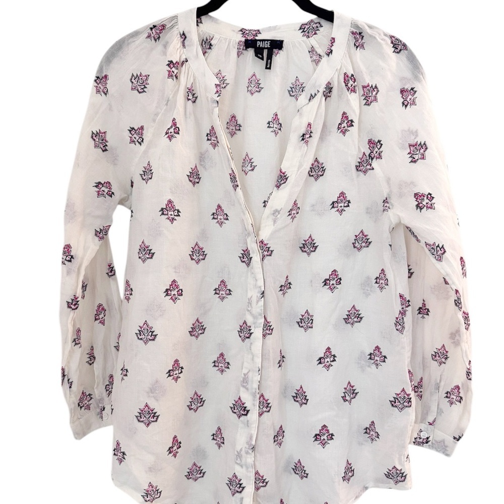 🤍PAIGE White Cream Buttoned Relaxed Blouse